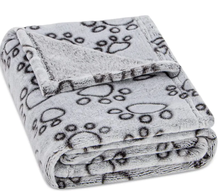 Flannel Pet Blanket with Paw Prints
